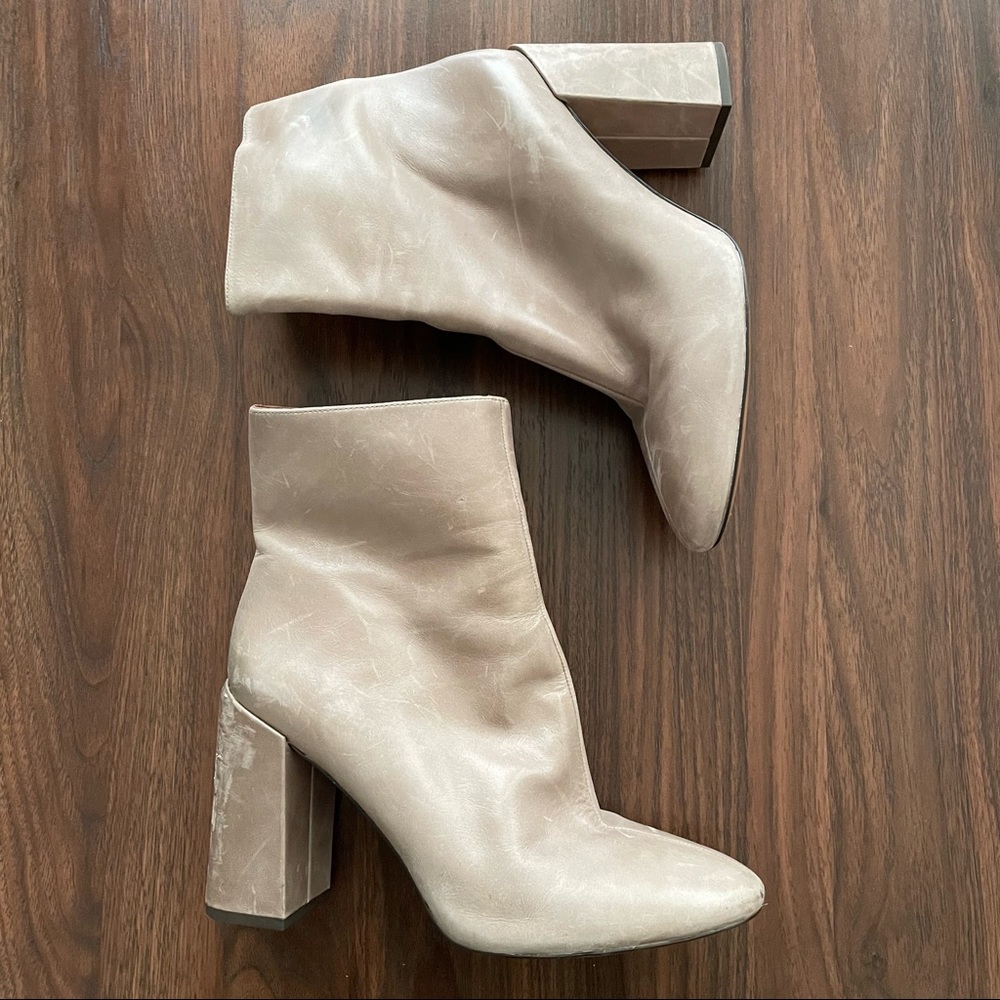 Bone color ankle boots